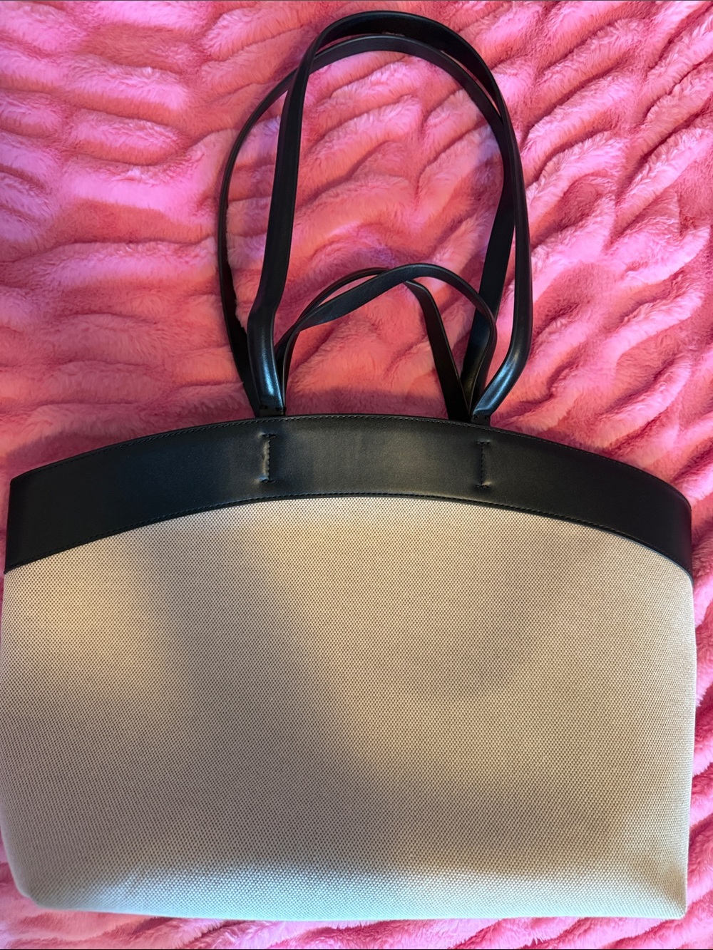 Classic Two-Tone Canvas Tote Bag - Black and Cream